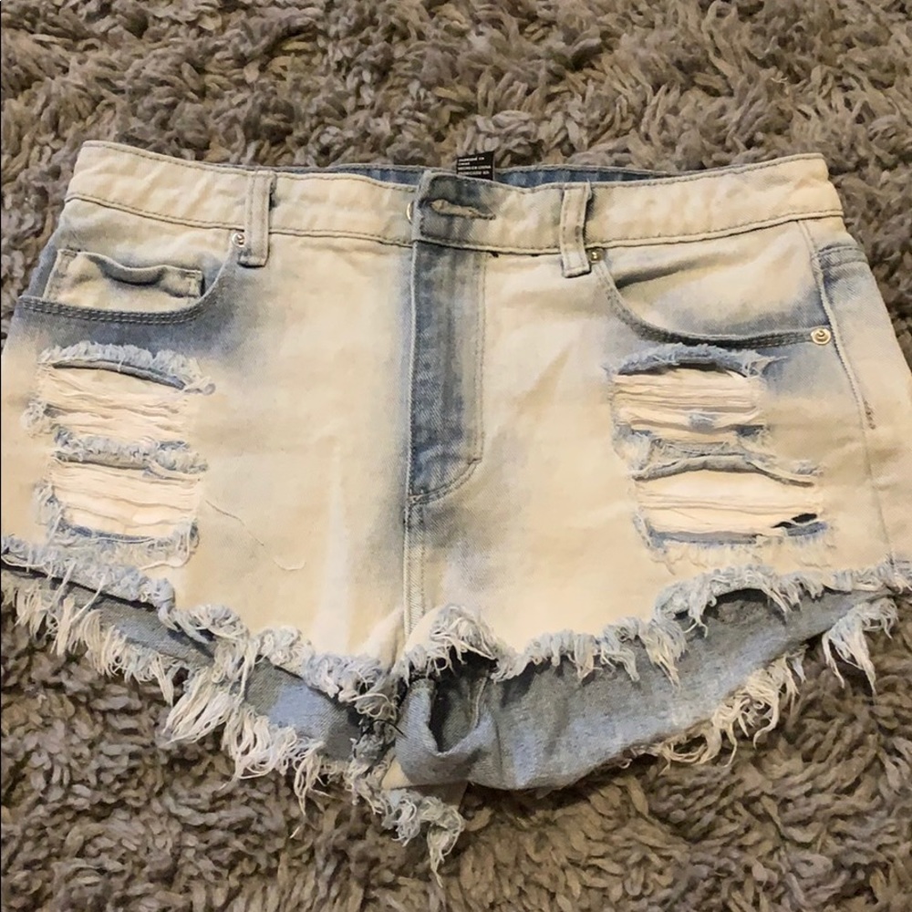 Light wash jean shorts